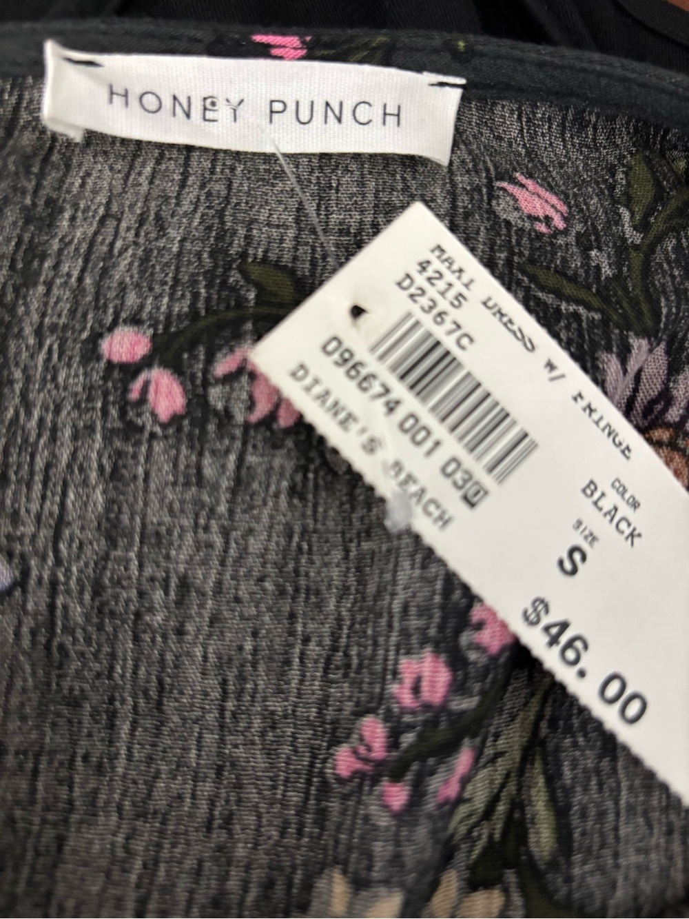 Honey Punch Black Maxi Dress - boho style with Multicolor Floral Embroidery - Picture 7 of 7